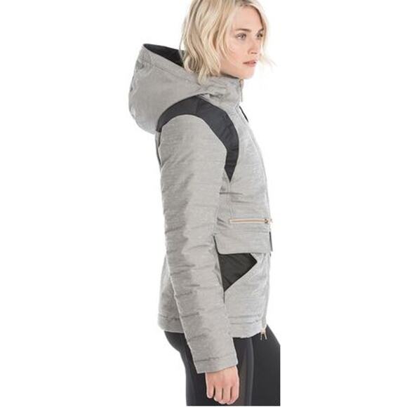 Lole Shine Jacket in Meteor Reversible Down Puffer Parka Size XS Grey Black Warm - Picture 3 of 16